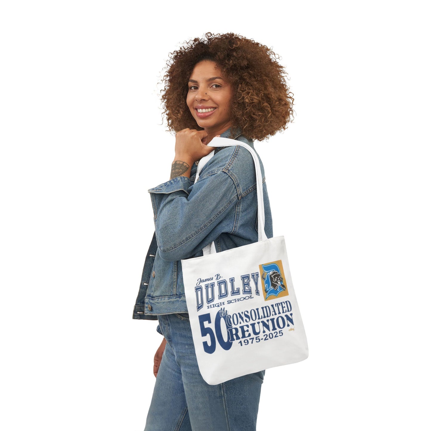 Dudley High School 50th Reunion Canvas Tote Bag - 5-Color Straps