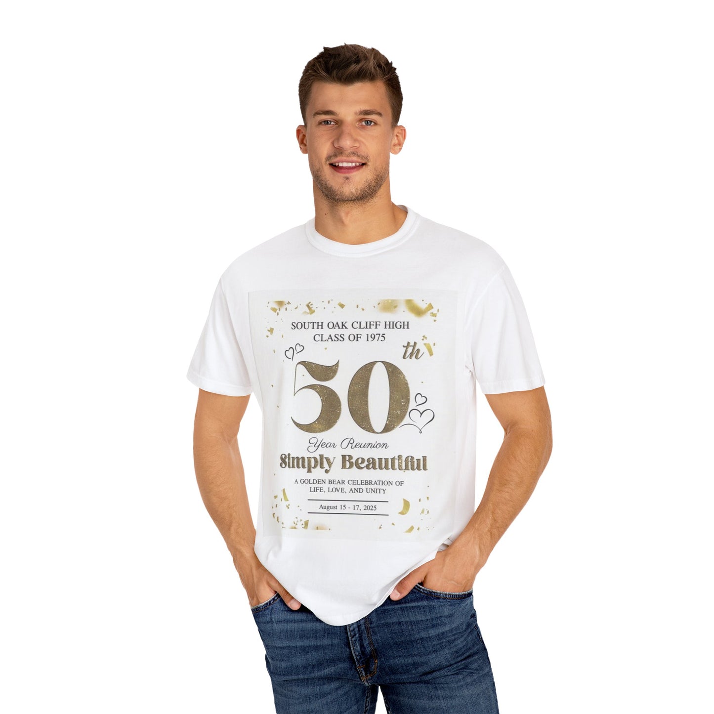 50th Reunion T-shirt, Class of 1975 Celebration Shirt, Garment-Dyed Unisex Tee, Anniversary Party Apparel, Vintage Reunion Gift